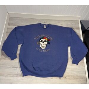 Vtg 90s Treasure Island At The Mirage Purple Pullover Sz XL Jerzees Pirate Vegas